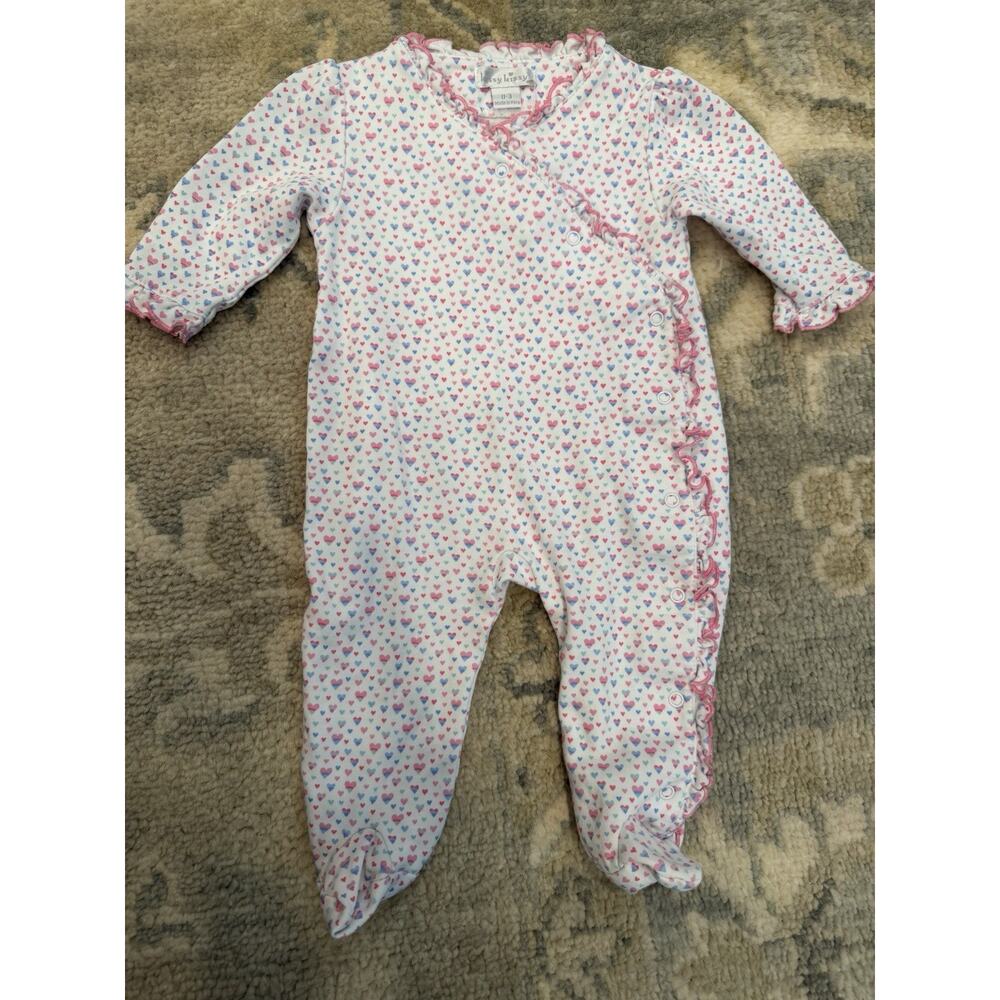 Kissy Kissy Ruffle Heart Footed Playsuit Pima Cotton 0-3 Months NEW